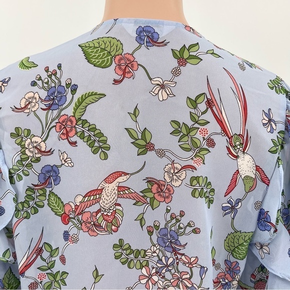 NWT Nanette Lepore Blue Paradise Dreaming Sheer Blouse Top Size Medium - Picture 8 of 13